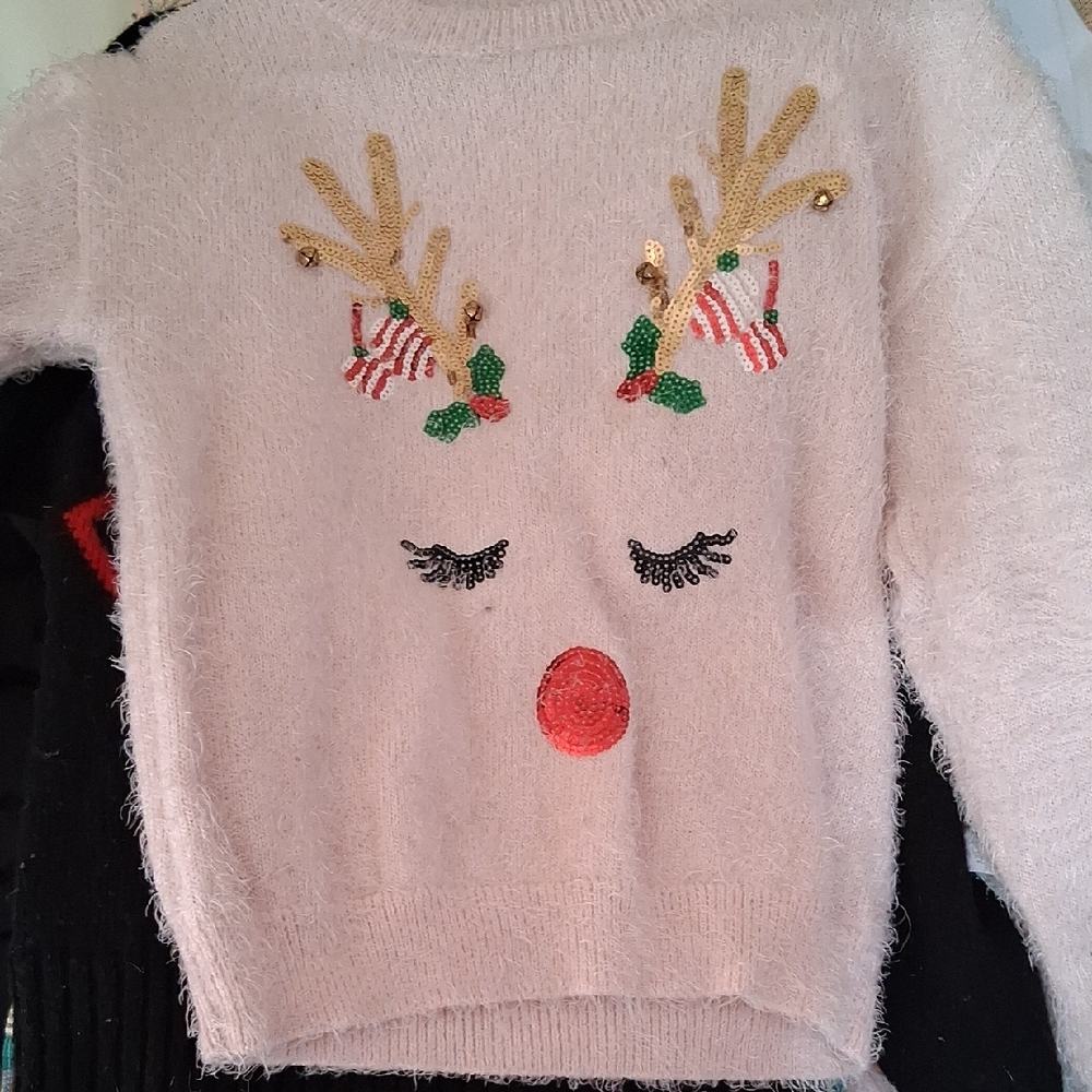 Holiday Time Pink Reindeer Sweater